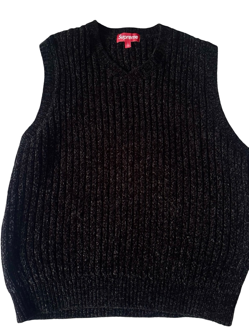 Supreme Black Chenille Sweater Vest